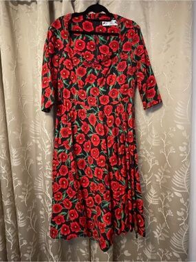 Hell Bunny Red Poppy Midi Dress